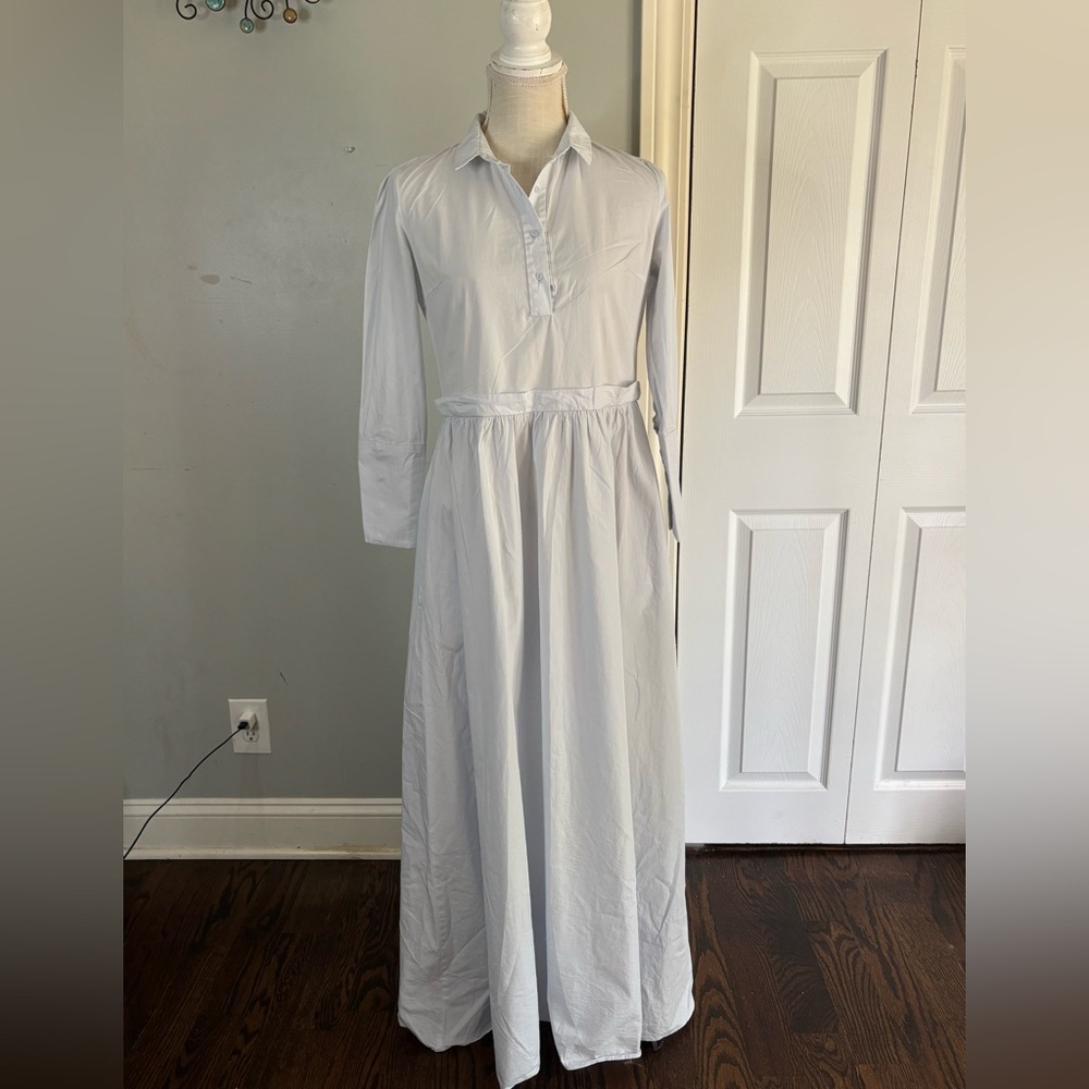 Zara White Long Sleeve Maxi Dress